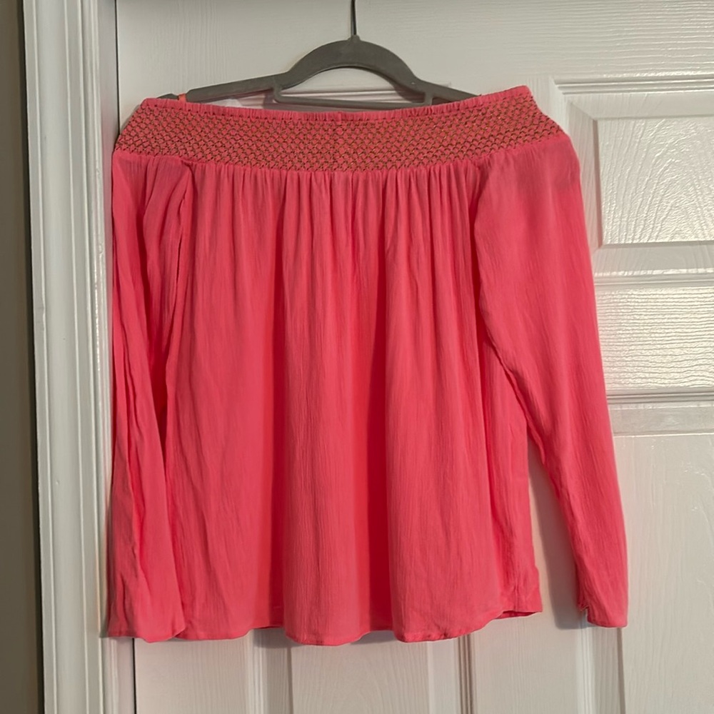 Lilly Pulitzer pink off the shoulder top
